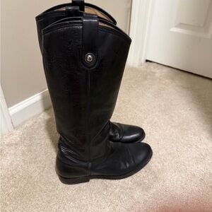 Frye Black Leather Ankle Boots